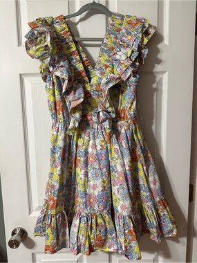 Karlie Women's Floral Ruffle Dress - Yellow, Pink, Blue, Orange